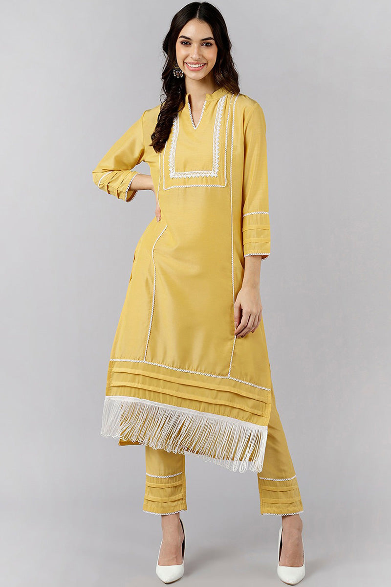  Women Solid Kurta with Trousers