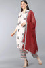  Women Off White Floral Printed Kurta with Trousers