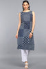  Women Blue Geometric Thread Work Kurta