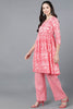  Women Pink Pure Cotton Printed Kurta Trousers