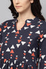  Women Navy Blue & Orange Printed A Line Kurta