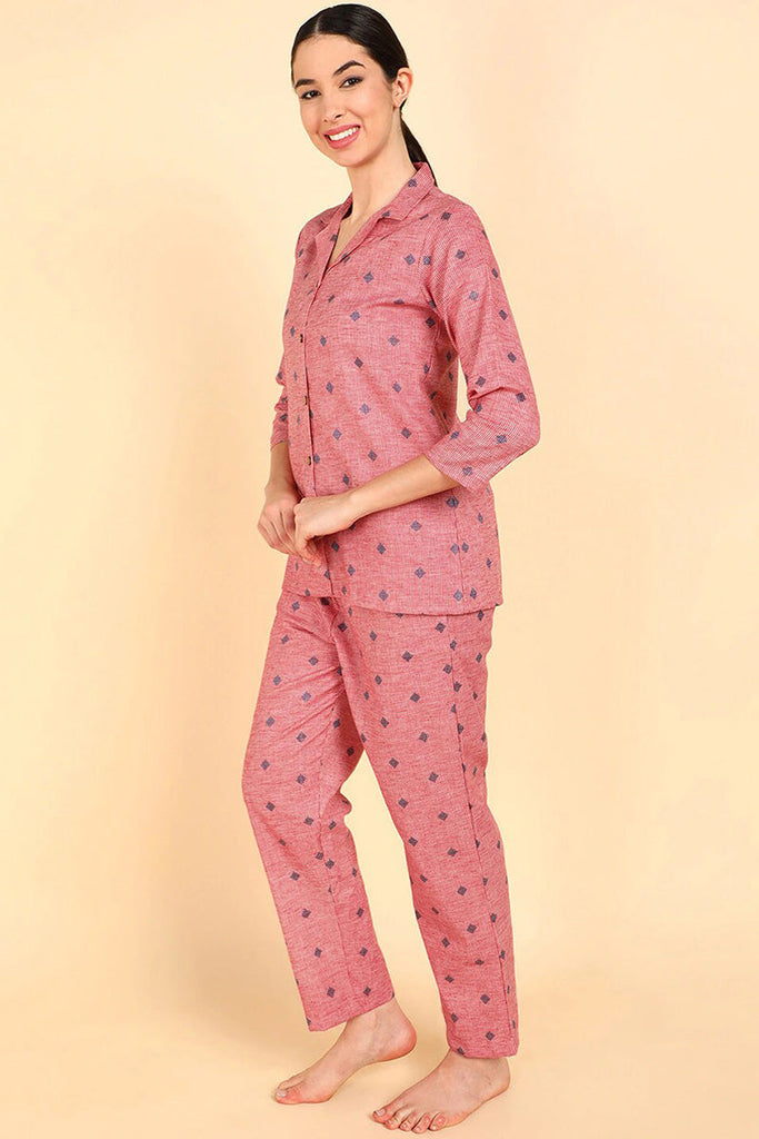  Women Rose Gold Printed Night suit