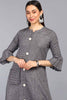   Charcoal Grey & White Striped A Line Kurta