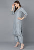  Women Grey Poly Silk Embroidered Kurta Trousers With Dupatta