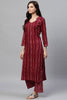   Regular Wear Cotton Fabric Printed Maroon Color Simple Kurta And Palazzo Set