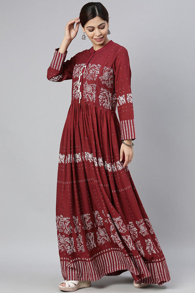  Women Maroon Floral Printed Kurta