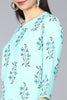  Women Turquoise Blue Floral Printed Kurta with Trousers Dupatta 