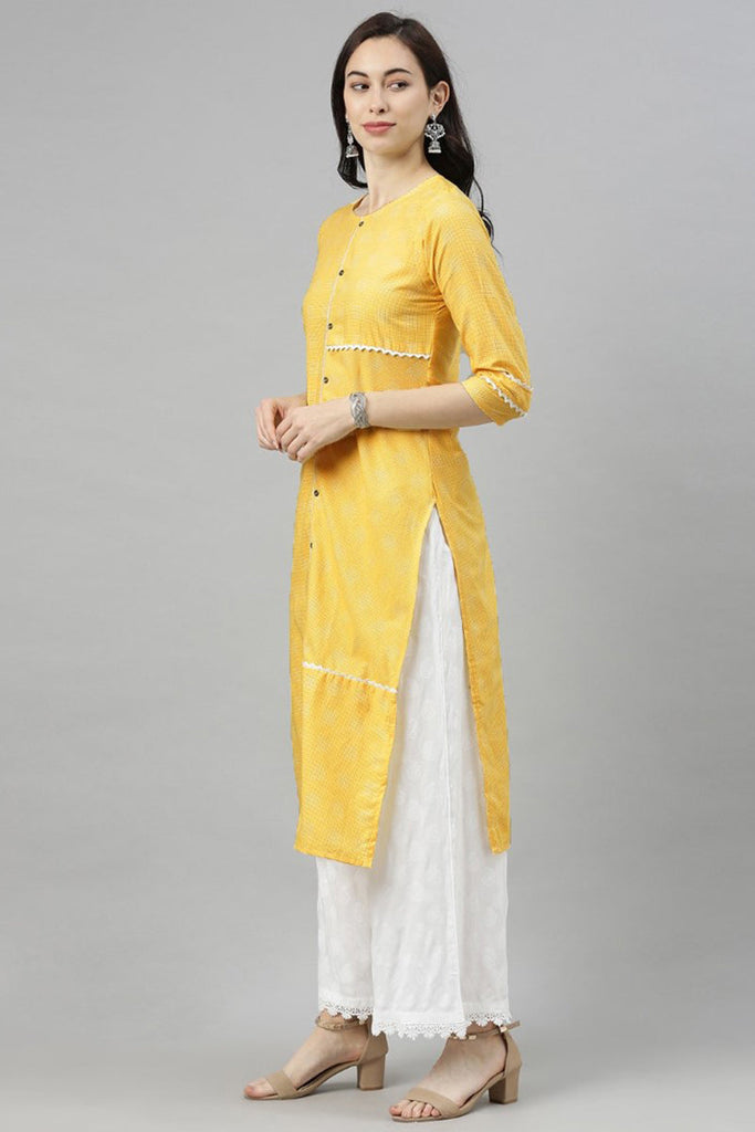   Yellow Checked Kurta