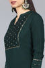  Women Green Yoke Design Kurta With Trousers