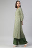   Grey And Teal Green Printed Straight Kurta