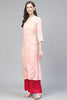  Women Pink Orange Printed A Line Kurta