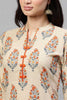   Beige Color Function Wear Cotton Fabric Printed Kurta And Palazzo Set