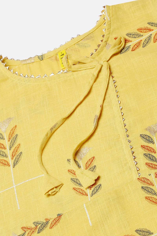   Regular Wear Fabric Printed Light Yellow Kurta Palazzo Set
