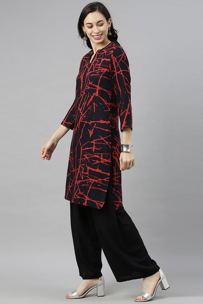  Women Black & Red Printed Kurta