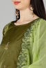  Women Olive Solid Embroidered Kurta Trousers With Dupatta