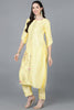  Women Yellow Poly Silk Embroidered Kurta Trousers With Dupatta 