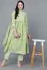  Women Green Pure Cotton Printed Kurta Trousers With Dupatta 