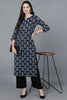  Women Cotton Navy Blue Printed Kurtas 