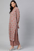   Regular Wear Cotton Fabric Printed Wine Color Simple Kurta And Palazzo Set