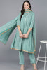  Women Sea Green Cotton Blend Printed Kurta Trousers With Dupatta 