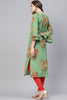   Regular Wear Cotton Fabric Printed Sea Green Color Simple Kurti