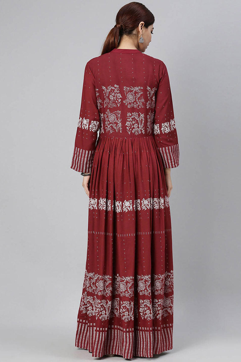  Women Maroon Floral Printed Kurta