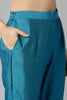  Women Teal Layered Kurta with Trousers With Dupatta Set