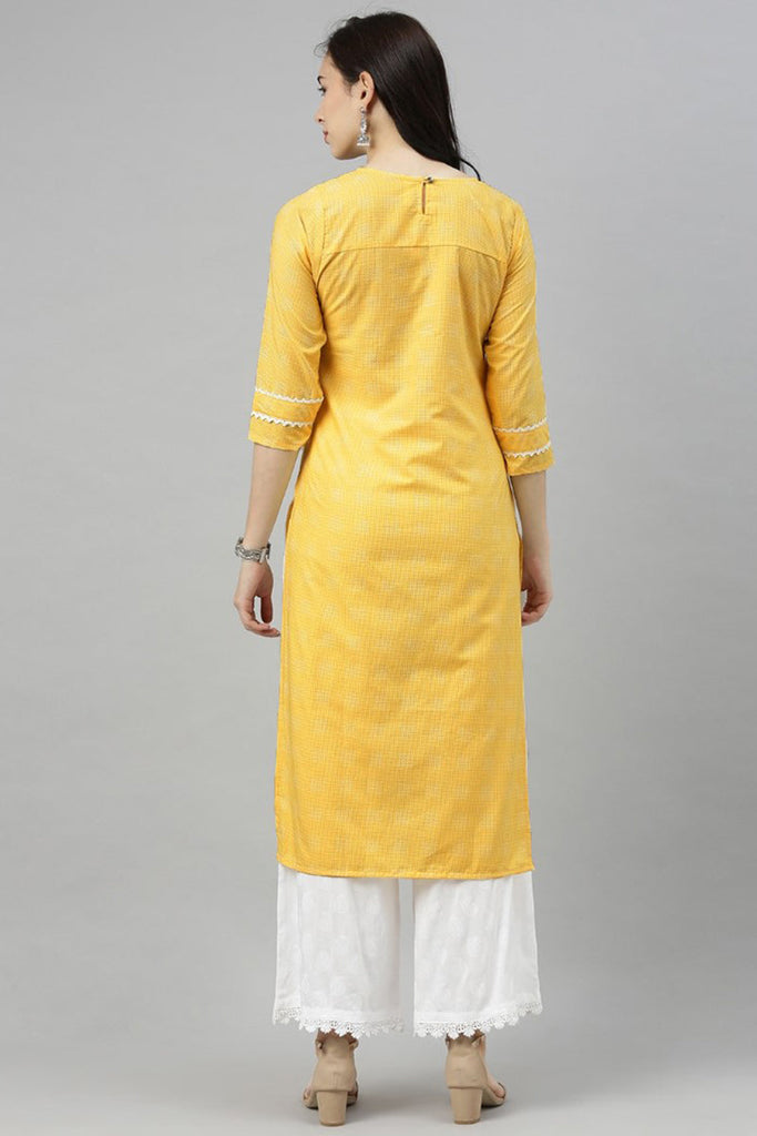   Yellow Checked Kurta