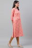  Women Coral Orange Red Screen Printed Straight Kurta