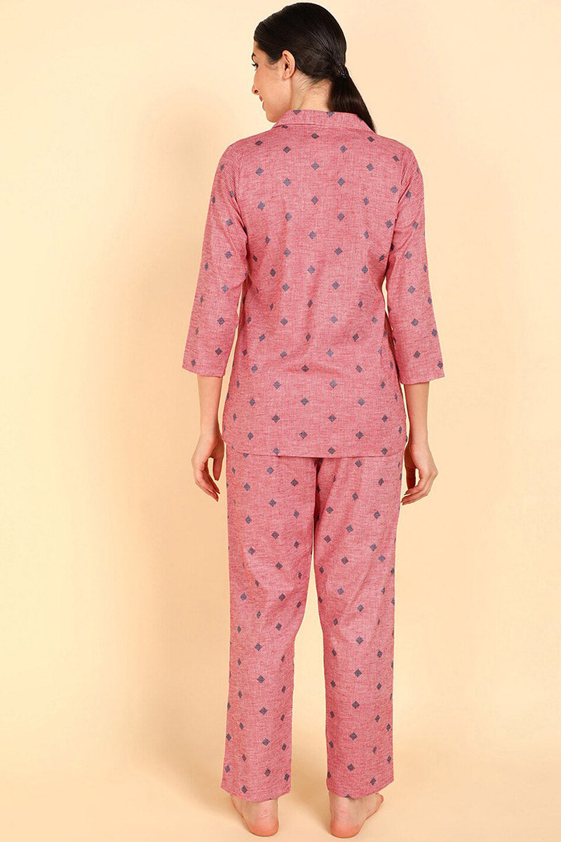  Women Rose Gold Printed Night suit