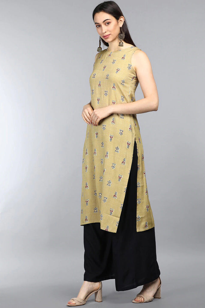  Women Beige Geometric Printed Kurta