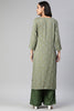   Grey And Teal Green Printed Straight Kurta