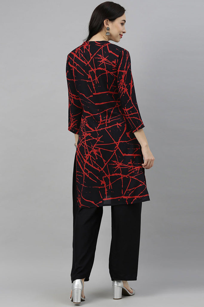  Women Black & Red Printed Kurta