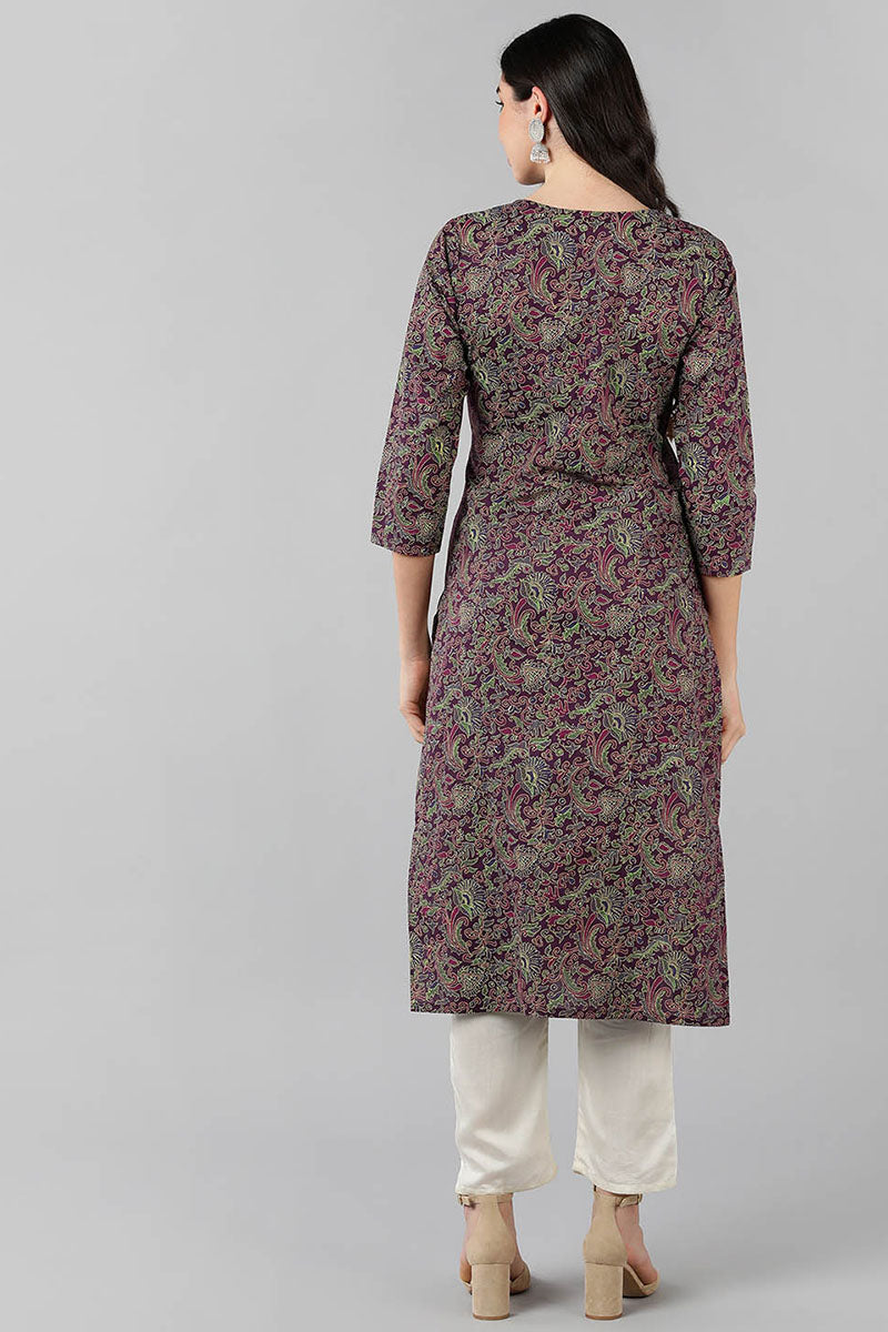  Women Purple Ethnic Motifs Printed Kurtas 