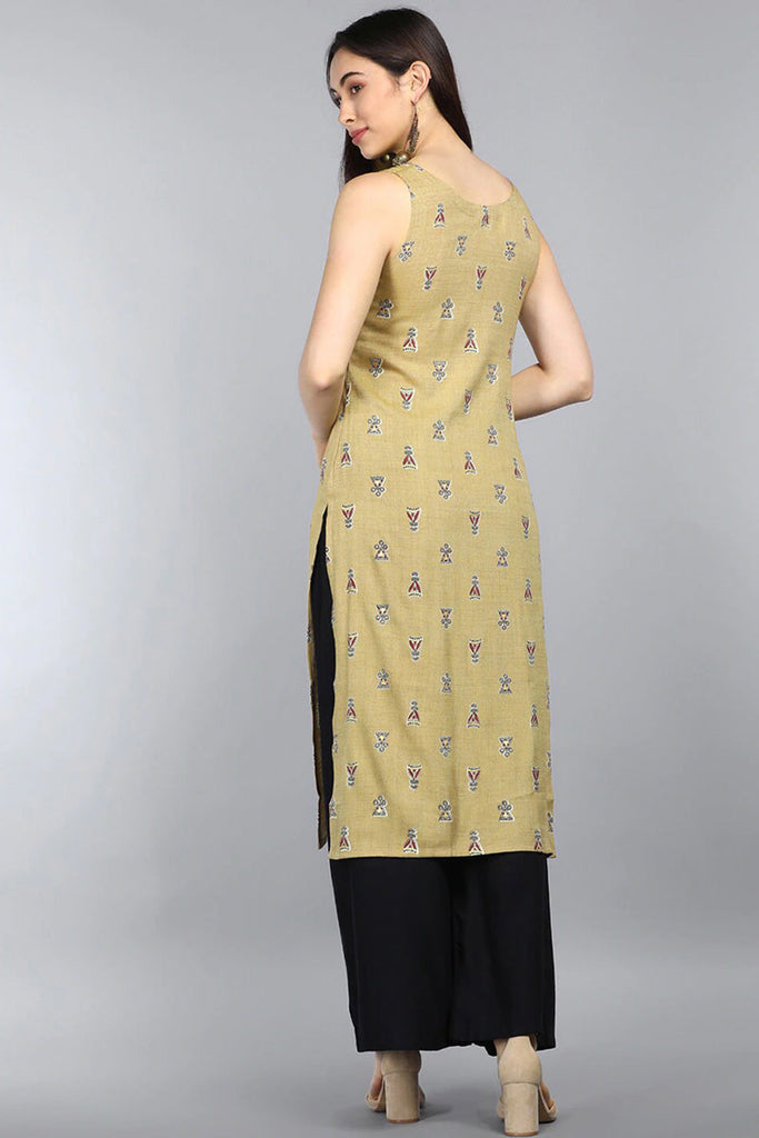  Women Beige Geometric Printed Kurta