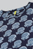   Navy Blue Floral Screen Printed Straight Kurta