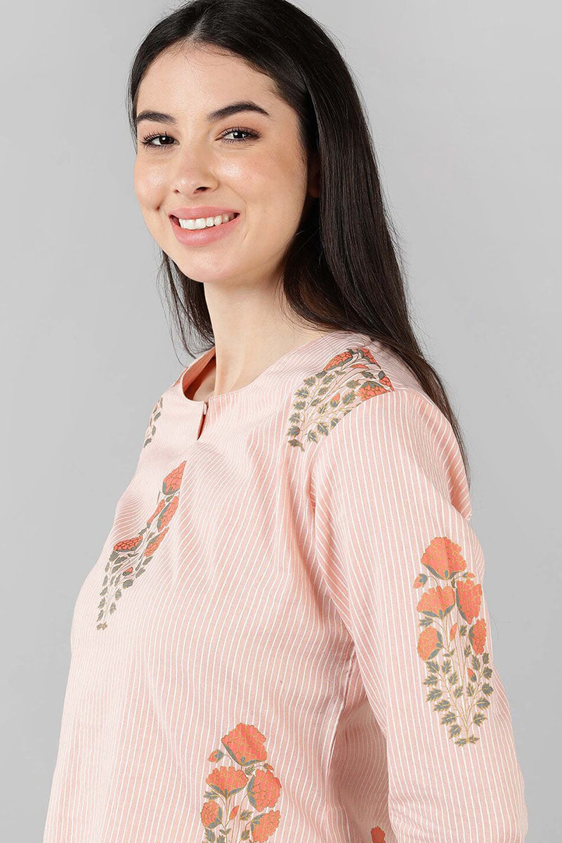 Peach Floral Printed Top