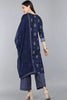  Women Navy Blue Floral Printed Kurta Set With Dupatta