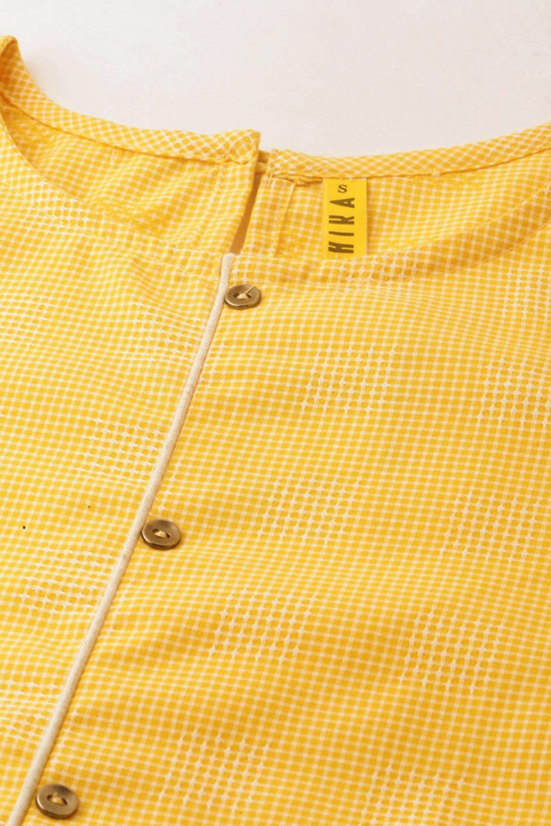   Yellow Checked Kurta