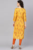   Beautiful Printed Mustard Color Cotton Fabric Kurti