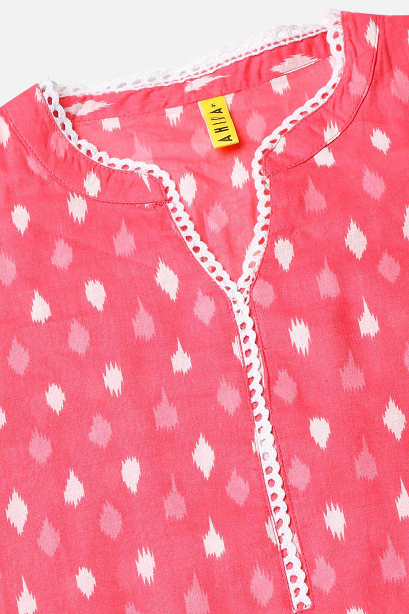   Casual Wear Pink Printed Kurti