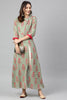   Green And Red Printed A Line Kurta