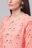  Women Coral Orange Red Screen Printed Straight Kurta