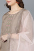  Women Nude Poly Silk Embroidered Kurta Trousers With Dupatta 