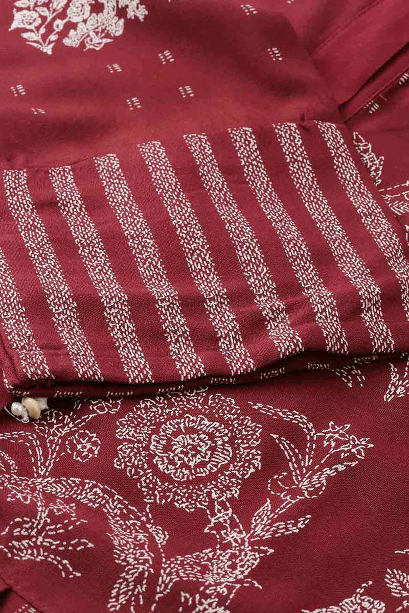  Women Maroon Floral Printed Kurta