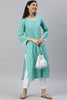   Sea Green And White Printed A Line Kurta