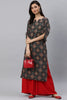   Black And Brown Bandhani Printed Straight Kurta