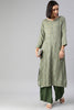   Grey And Teal Green Printed Straight Kurta