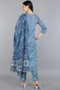  Women Blue Floral Printed Pure Cotton Kurta with Trousers  With Dupatta