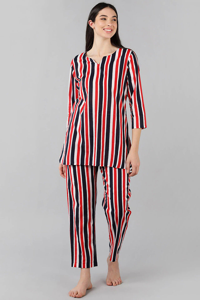  Women White Striped Printed Top